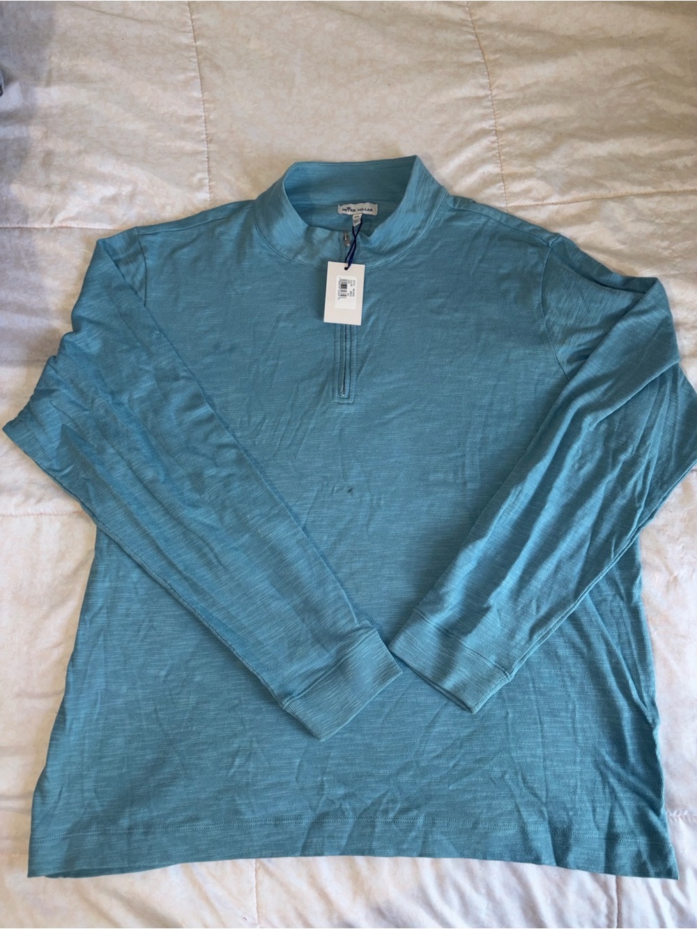 Peter Millar Teal Long-Sleeve Mock Neck Shirt XXL